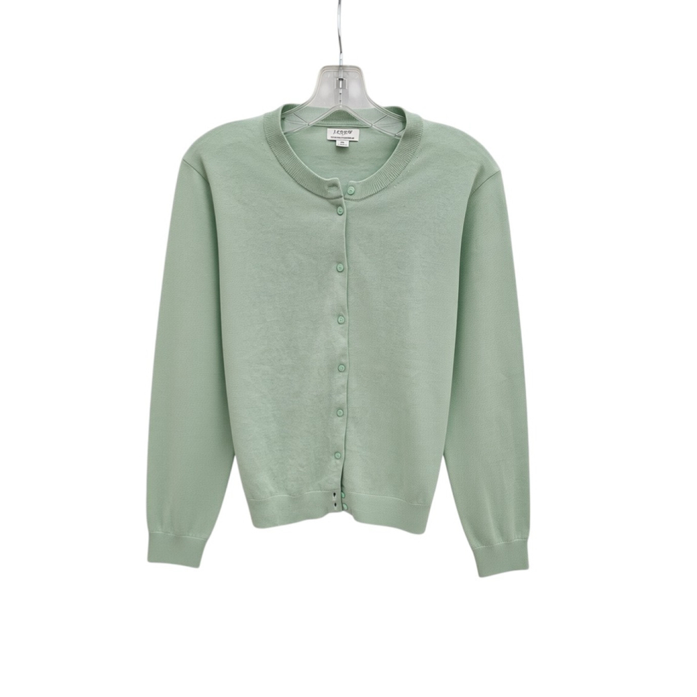 J. Crew Classic Crewneck Cardigan Sweater - Light Heathered Teal, Size M - Picture 3 of 6